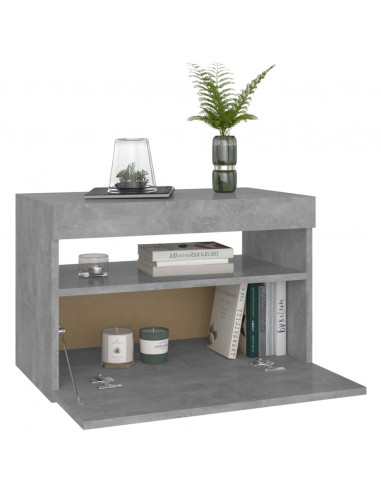 Comodini con Luci LED 2 pz Grigio Cemento 60x35x40 cm