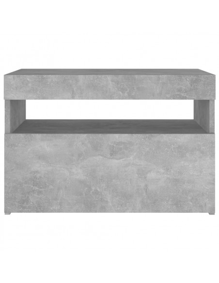 Comodini con Luci LED 2 pz Grigio Cemento 60x35x40 cm