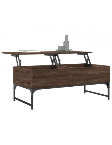 Tavolino Salotto Rovere Marrone 100x50x40cm Multistrato Metallo