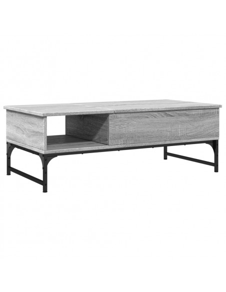 Tavolino Salotto Grigio Sonoma 100x50x35cm Multistrato Metallo