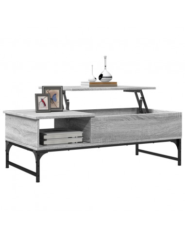 Tavolino Salotto Grigio Sonoma 100x50x35cm Multistrato Metallo