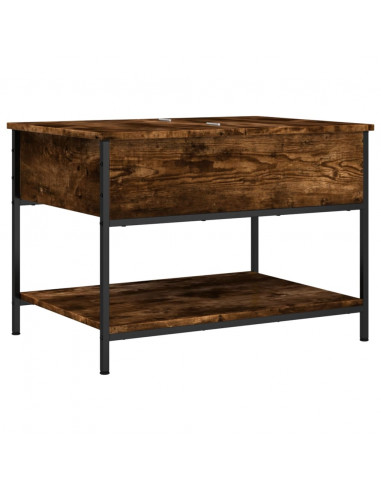 Tavolino Salotto Rovere Fumo 70x50x50 cm Multistrato e Metallo