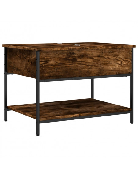 Tavolino Salotto Rovere Fumo 70x50x50 cm Multistrato e Metallo