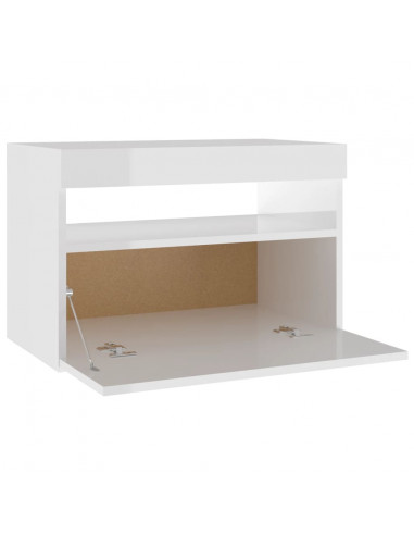 Comodini con Luci LED 2 pz Bianco Lucido 60x35x40 cm