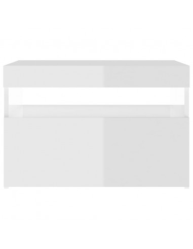 Comodini con Luci LED 2 pz Bianco Lucido 60x35x40 cm