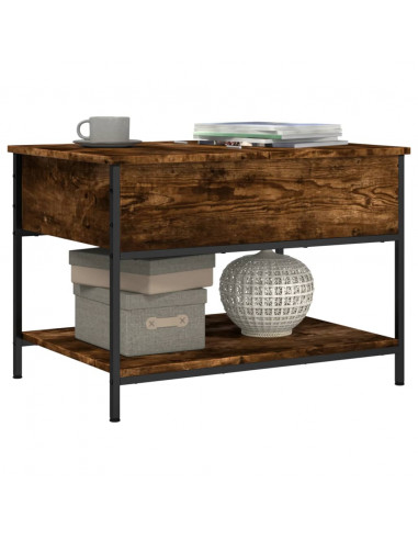 Tavolino Salotto Rovere Fumo 70x50x50 cm Multistrato e Metallo