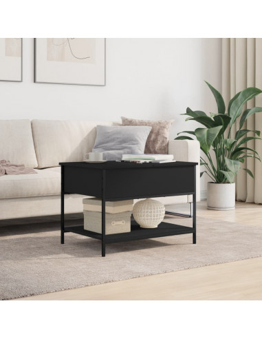 Tavolino da Salotto Nero 70x50x50cm Legno Multistrato Metallo