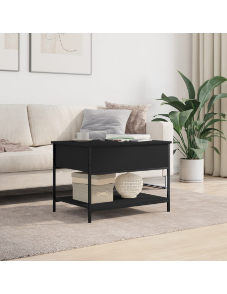 Tavolino da Salotto Nero 70x50x50cm Legno Multistrato Metallo
