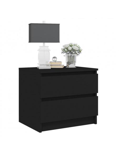 Comodino Nero 50x39x43,5 cm in Legno Multistrato