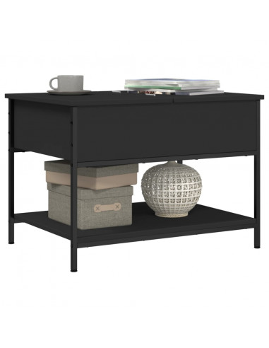 Tavolino da Salotto Nero 70x50x50cm Legno Multistrato Metallo