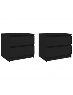Comodini 2 pz Neri 50x39x43,5 cm in Legno Multistrato 2