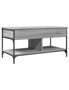 Tavolino Salotto Grigio Sonoma 100x50x50 cm Multistrato Metallo 2