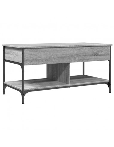 Tavolino Salotto Grigio Sonoma 100x50x50 cm Multistrato Metallo