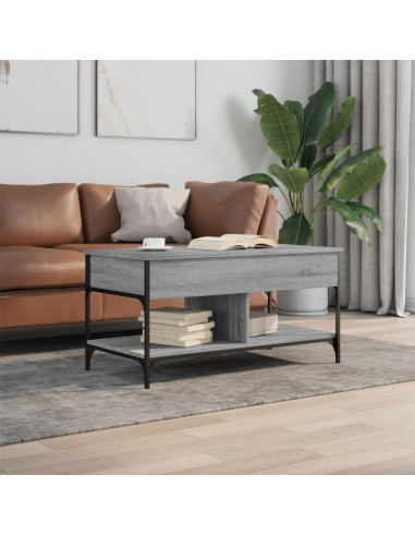 Tavolino Salotto Grigio Sonoma 100x50x50 cm Multistrato Metallo