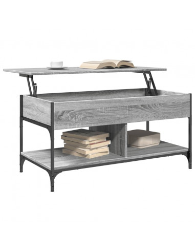 Tavolino Salotto Grigio Sonoma 100x50x50 cm Multistrato Metallo