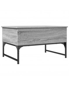 Tavolino Salotto Grigio Sonoma 70x50x40 cm Multistrato Metallo 2
