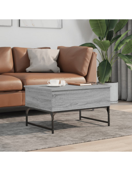 Tavolino Salotto Grigio Sonoma 70x50x40 cm Multistrato Metallo