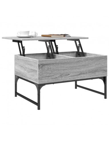 Tavolino Salotto Grigio Sonoma 70x50x40 cm Multistrato Metallo