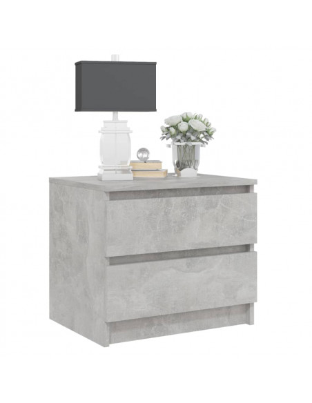 Comodino Grigio Cemento 50x39x43,5 cm in Legno Multistrato
