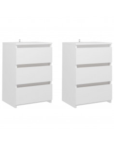 Comodini 2 pz Bianchi 40x35x62,5 cm in Legno Multistrato 2