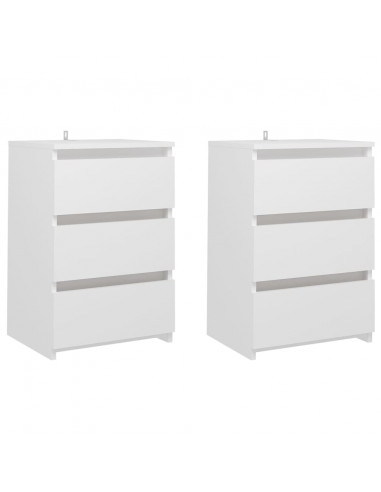 Comodini 2 pz Bianchi 40x35x62,5 cm in Legno Multistrato