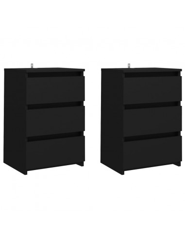 Comodini 2 pz Neri 40x35x62,5 cm in Legno Multistrato