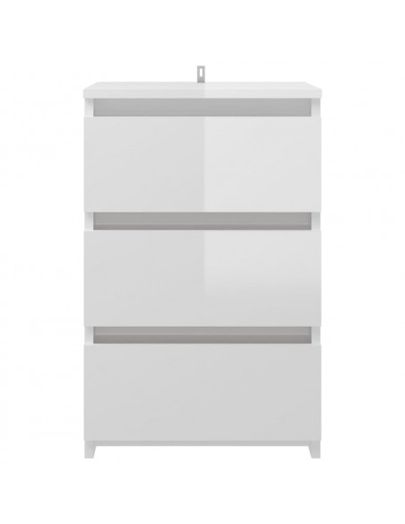 Comodini 2pz Bianco Lucido 40x35x62,5 cm in Legno Multistrato