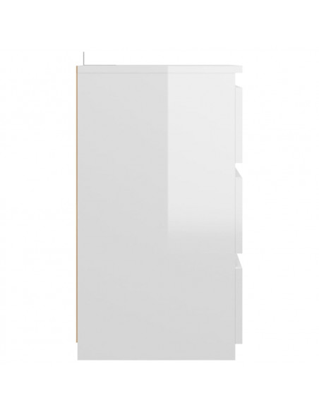 Comodini 2pz Bianco Lucido 40x35x62,5 cm in Legno Multistrato