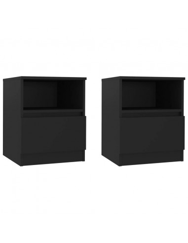Comodini 2 pz Neri 40x40x50 cm in Legno Multistrato