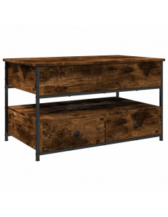 Tavolino Salotto Rovere Fumo 85x50x50 cm Multistrato e Metallo 2