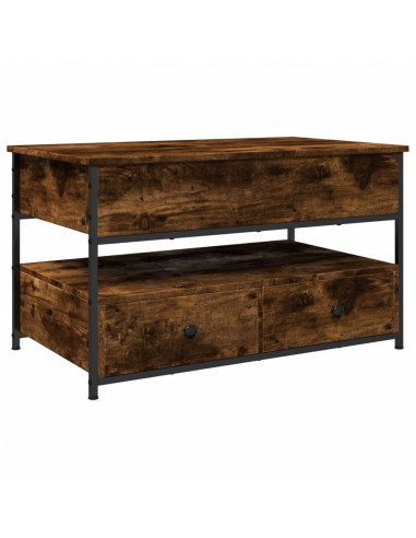 Tavolino Salotto Rovere Fumo 85x50x50 cm Multistrato e Metallo