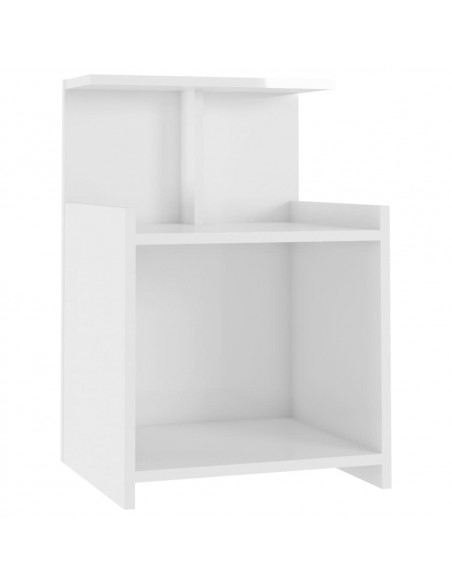Comodino Bianco Lucido 40x35x60 cm in Legno Multistrato
