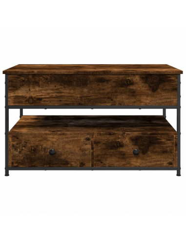 Tavolino Salotto Rovere Fumo 85x50x50 cm Multistrato e Metallo