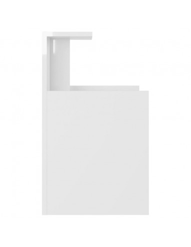 Comodino Bianco Lucido 40x35x60 cm in Legno Multistrato