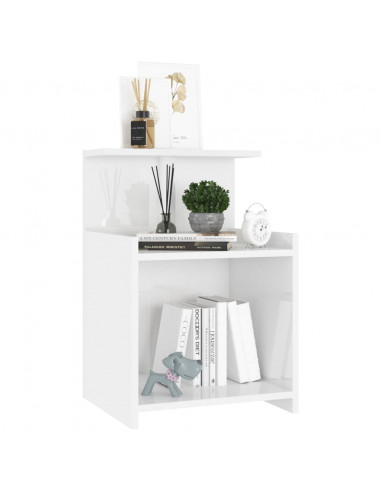 Comodino Bianco Lucido 40x35x60 cm in Legno Multistrato