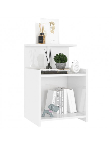 Comodino Bianco Lucido 40x35x60 cm in Legno Multistrato