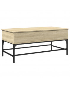 Tavolino Rovere Sonoma 100x50x45 cm Legno Multistrato e Metallo 2