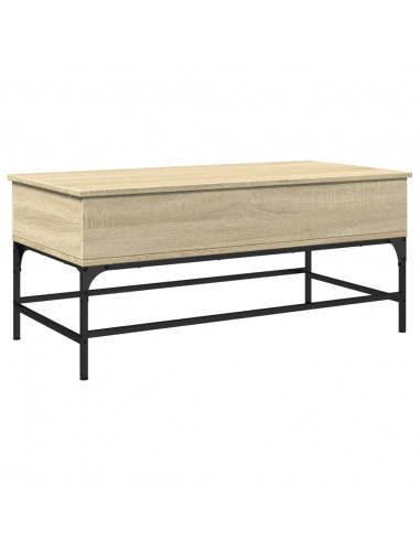 Tavolino Rovere Sonoma 100x50x45 cm Legno Multistrato e Metallo
