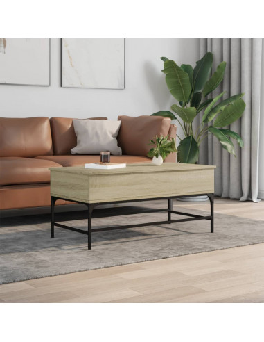 Tavolino Rovere Sonoma 100x50x45 cm Legno Multistrato e Metallo