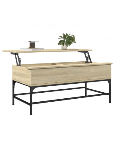 Tavolino Rovere Sonoma 100x50x45 cm Legno Multistrato e Metallo