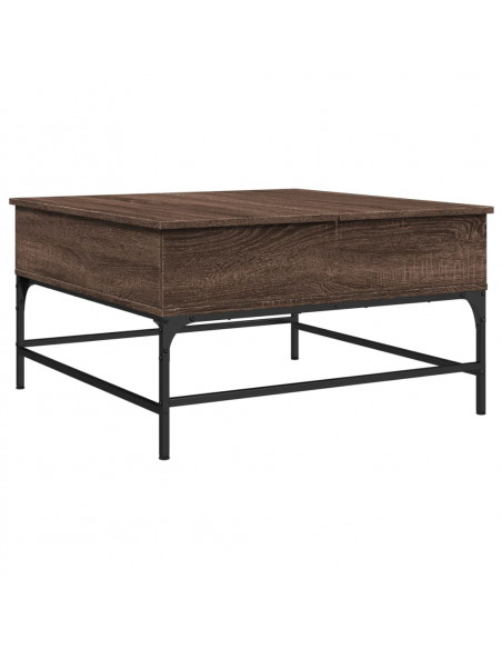 Tavolino Salotto Rovere Marrone 80x80x45 cm Multistrato Metallo