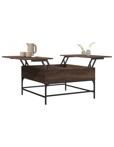 Tavolino Salotto Rovere Marrone 80x80x45 cm Multistrato Metallo