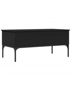 Tavolino Salotto Nero 100x50x45 cm Legno Multistrato e Metallo 2