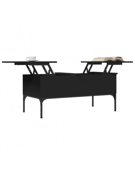 Tavolino Salotto Nero 100x50x45 cm Legno Multistrato e Metallo