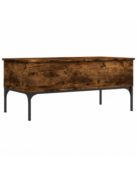 Tavolino Rovere Fumo 100x50x45cm in Legno Multistrato e Metallo