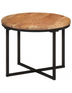 Tavolino Salotto 45x45x35cm in Legno Massello di Acacia e Ferro 2