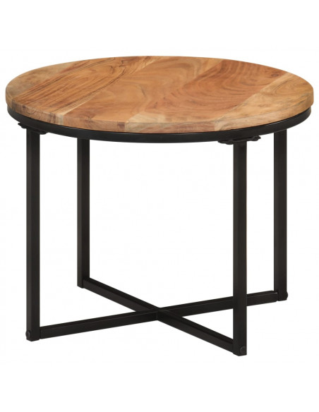 Tavolino Salotto 45x45x35cm in Legno Massello di Acacia e Ferro