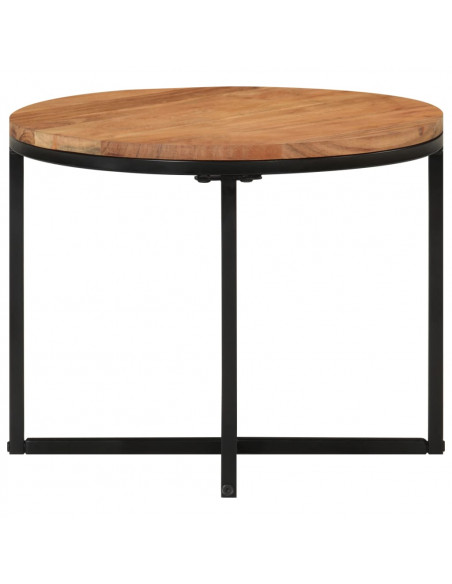 Tavolino Salotto 45x45x35cm in Legno Massello di Acacia e Ferro