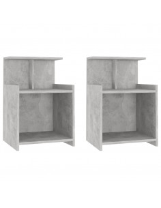 Comodini 2pz Grigio Cemento 40x35x60 cm in Legno Multistrato 2