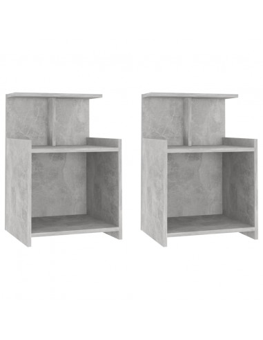 Comodini 2pz Grigio Cemento 40x35x60 cm in Legno Multistrato